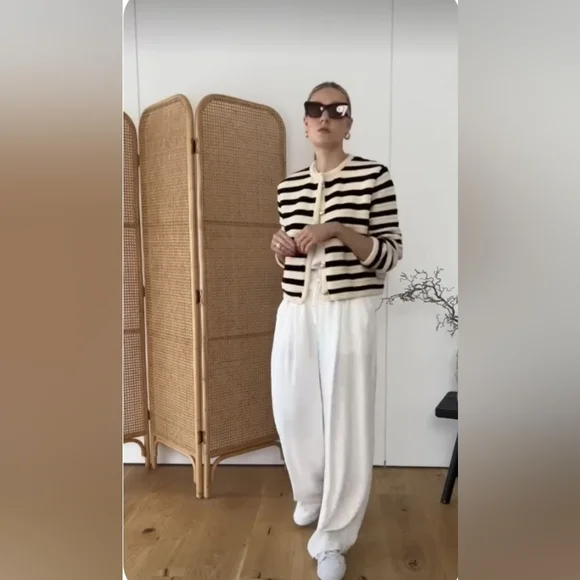 GAP Striped Blazer Jacket Zip Front w/ Pockets Textured Size 14 - EUC!~ - Picture 6 of 13